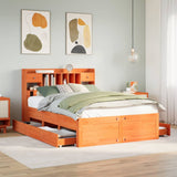 Bookcase Bed without Mattress Wax Brown 140x200 cm Solid Wood Pine