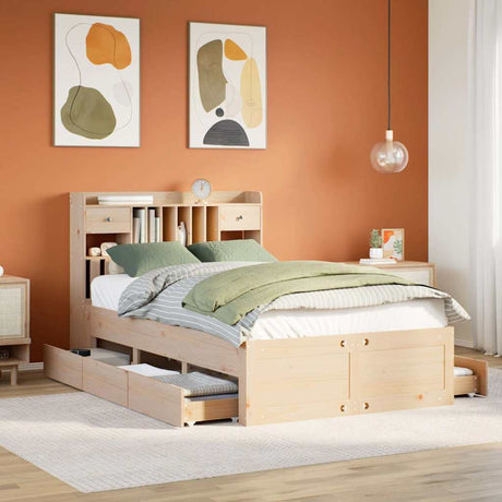 Bookcase Bed Without Mattress Solid Wood Pine