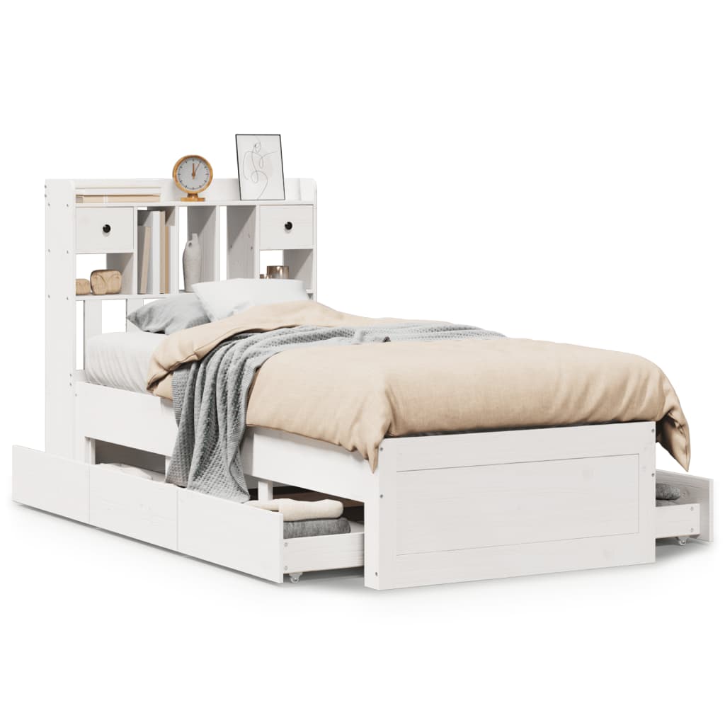 Bookcase Bed Without Mattress Solid Wood Pine
