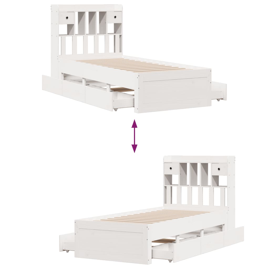 Bookcase Bed Without Mattress Solid Wood Pine