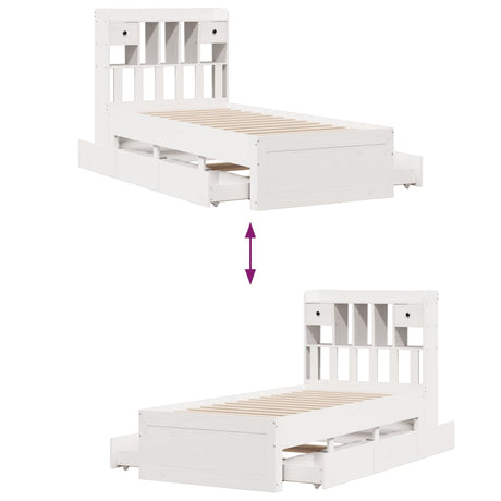Bookcase Bed Without Mattress Solid Wood Pine