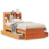 Bookcase Bed without Mattress Wax Brown 90x200 cm Solid Wood Pine