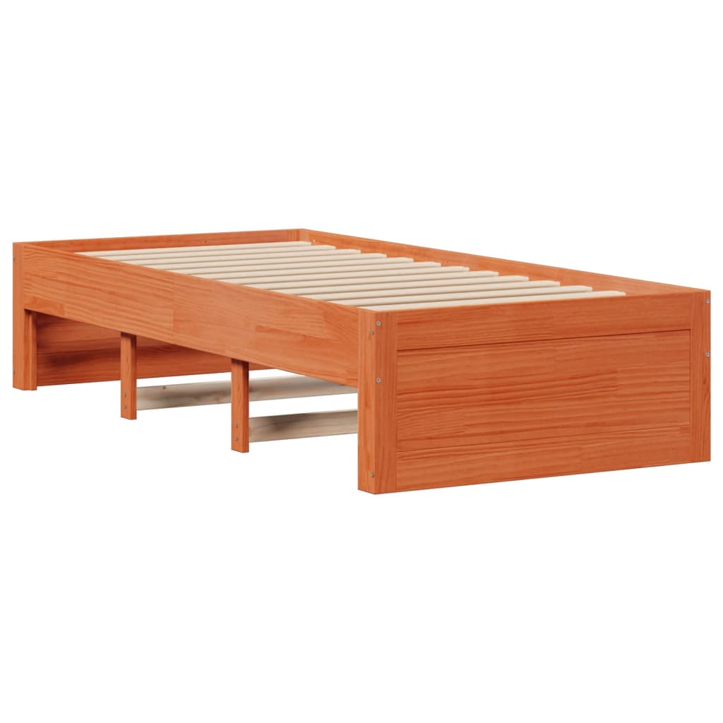 Bookcase Bed without Mattress Wax Brown 90x200 cm Solid Wood Pine