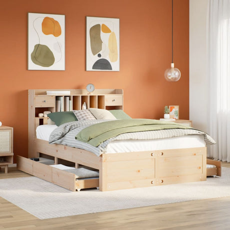 Bookcase Bed Without Mattress Solid Wood Pine