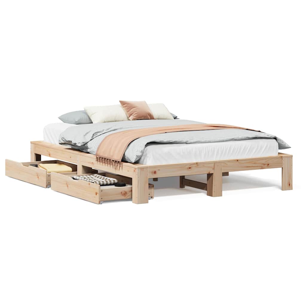 Bed Frame without Mattress 150x200 cm King Size Solid Wood Pine
