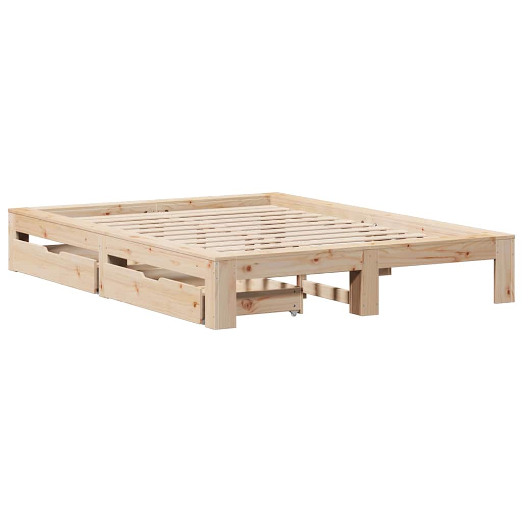 Bed Frame without Mattress 150x200 cm King Size Solid Wood Pine