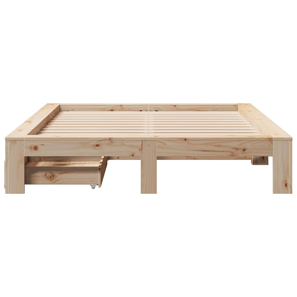 Bed Frame without Mattress 150x200 cm King Size Solid Wood Pine