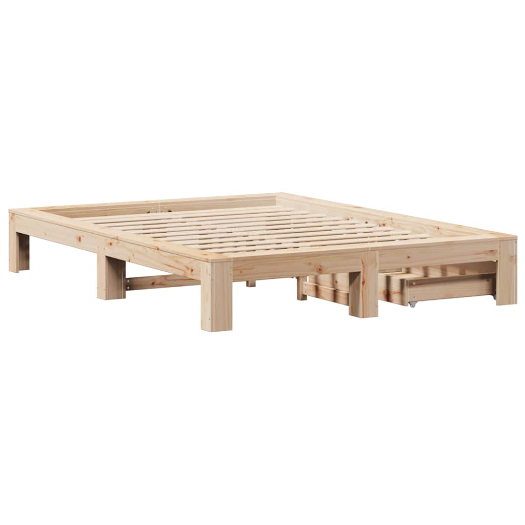 Bed Frame without Mattress 150x200 cm King Size Solid Wood Pine
