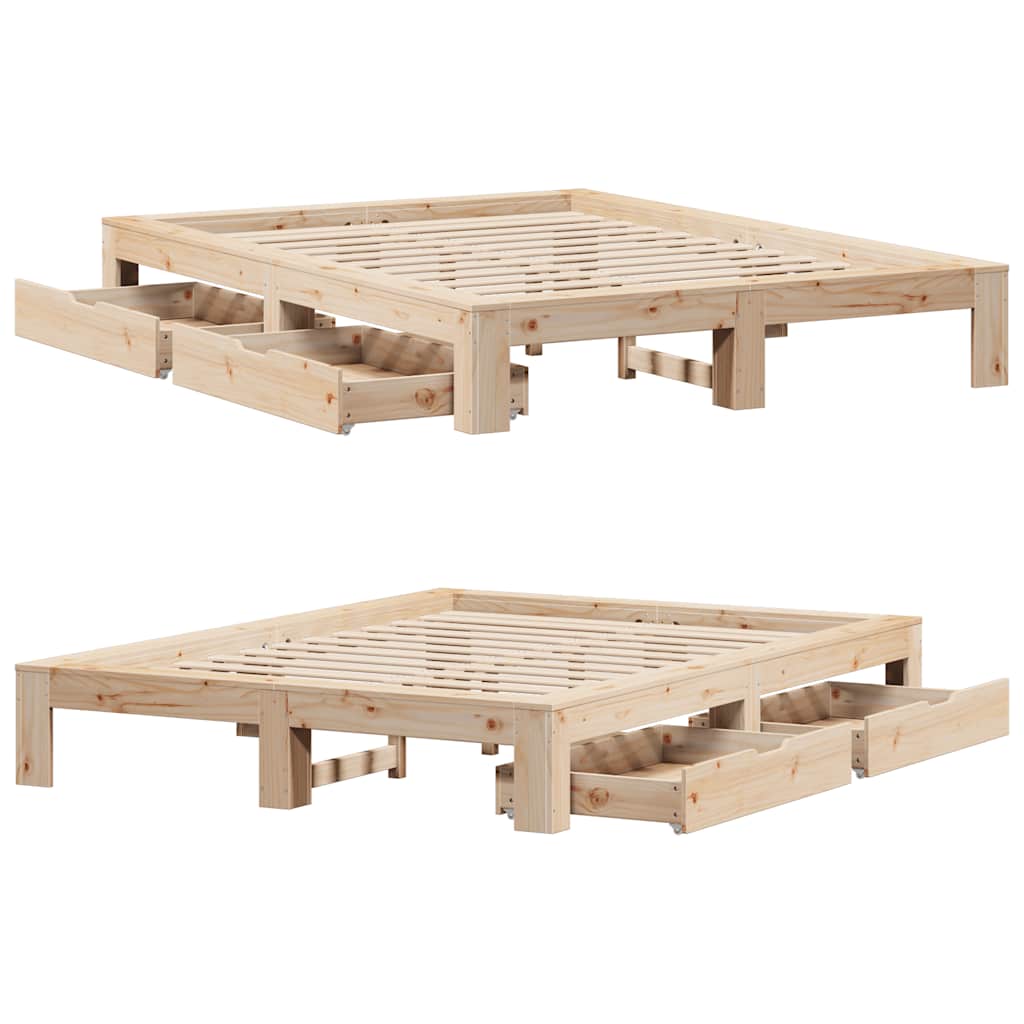 Bed Frame without Mattress 150x200 cm King Size Solid Wood Pine