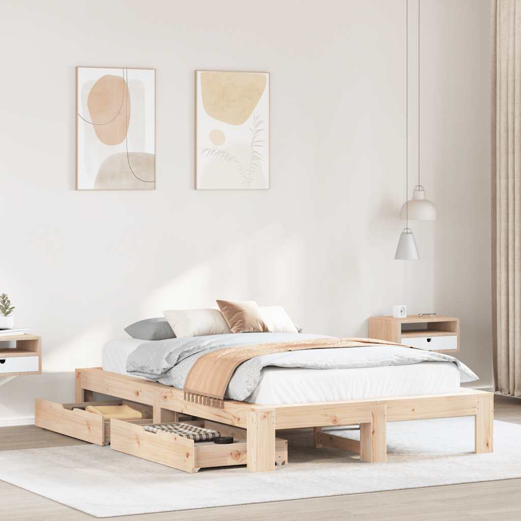 Bed Frame Without Mattress King Size Solid Wood Pine