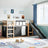 Kids' Loft Bed With Curtains White&Black Solid Wood Pine
