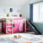 Kids' Loft Bed With Curtains White&Black Solid Wood Pine