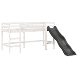 Kids' Loft Bed With Curtains White&Black Solid Wood Pine