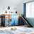 Kids' Loft Bed With Curtains White&Black Solid Wood Pine