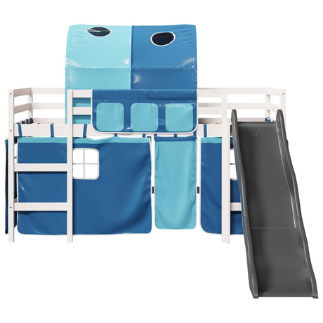 Kids' Loft Bed With Tunnel Blue Solid Wood Pine