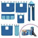 Kids' Loft Bed With Tower Blue Solid Wood Pine