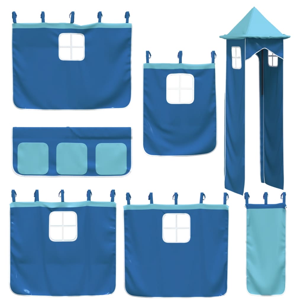 Kids' Loft Bed With Tower Blue Solid Wood Pine