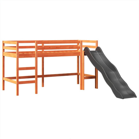 Kids' Loft Bed With Tower Blue Solid Wood Pine