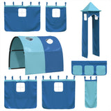 Kids' Loft Bed With Tower Blue Solid Wood Pine