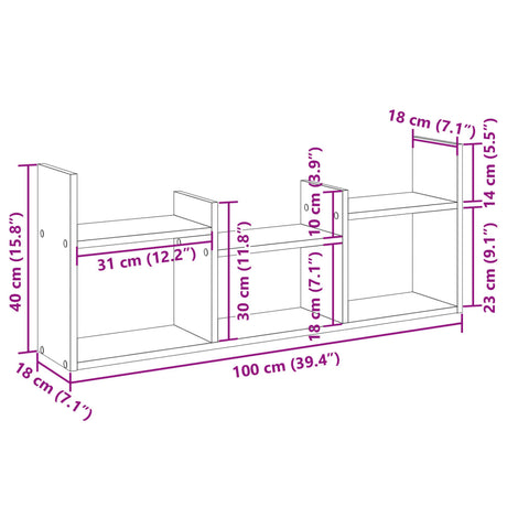 Wall Cabinet 100X18X40 Cm Engineered Wood