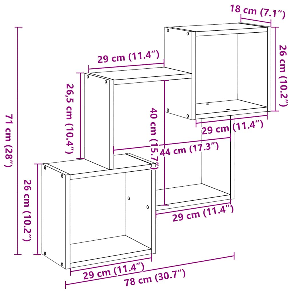 Wall Cabinet 78X18X71 Cm Engineered Wood