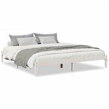 Extra Long Bed Frame without Mattress White 200x210 cm Solid Wood Pine