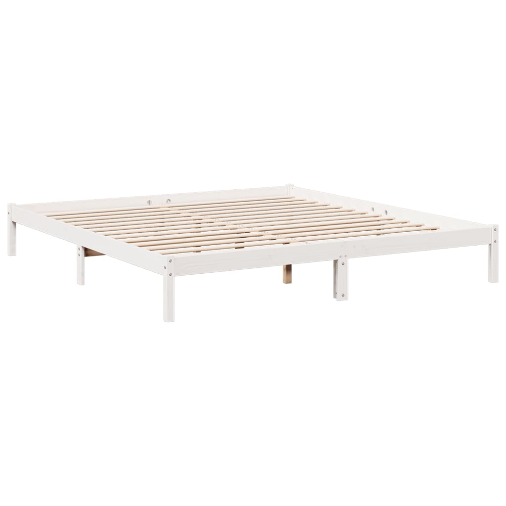 Extra Long Bed Frame without Mattress White 200x210 cm Solid Wood Pine