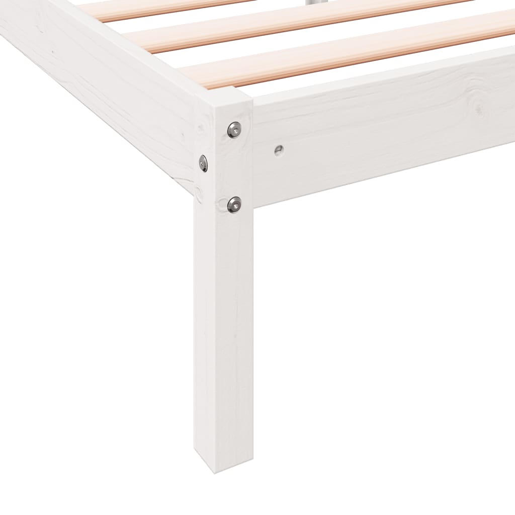 Extra Long Bed Frame without Mattress White 200x210 cm Solid Wood Pine
