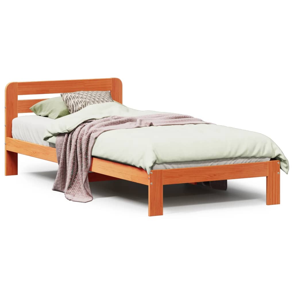 Bed Frame without Mattress Wax Brown 100x200 cm Solid Wood Pine