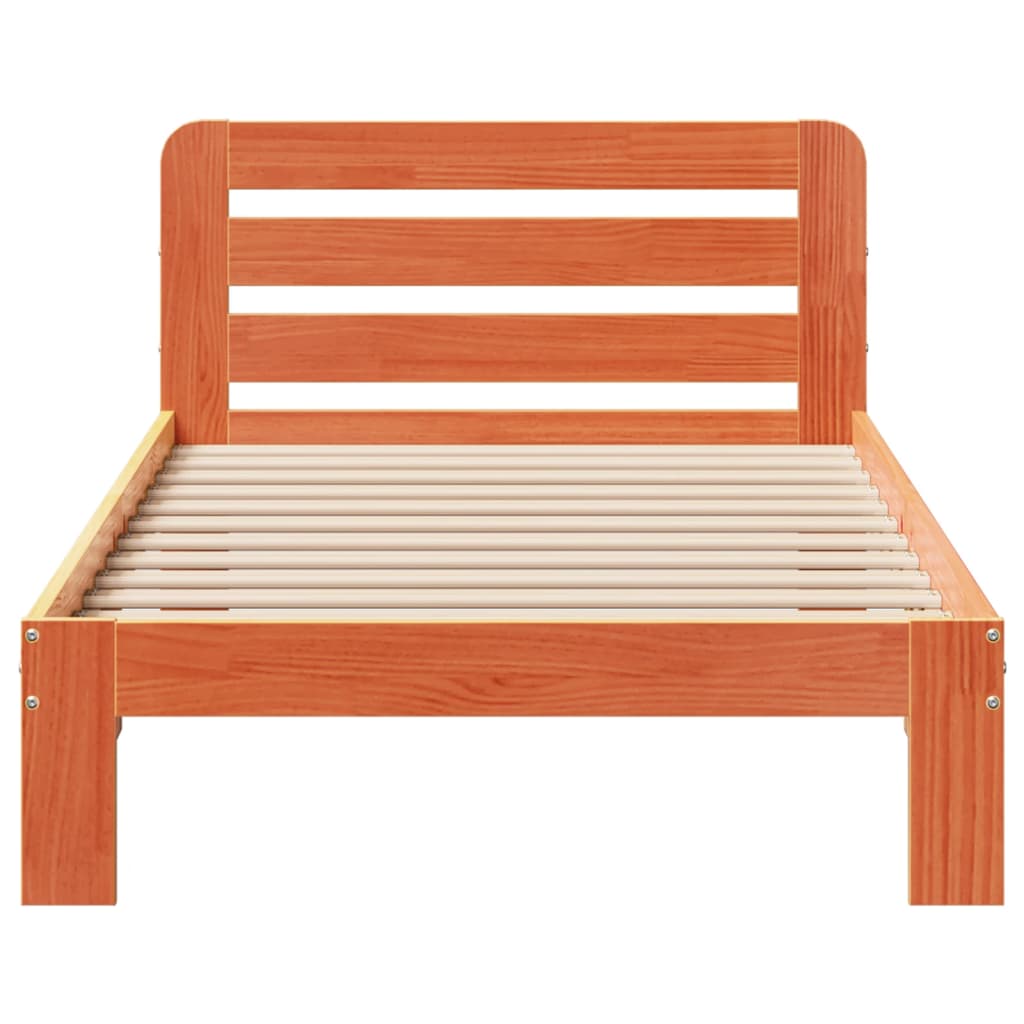 Bed Frame without Mattress Wax Brown 100x200 cm Solid Wood Pine