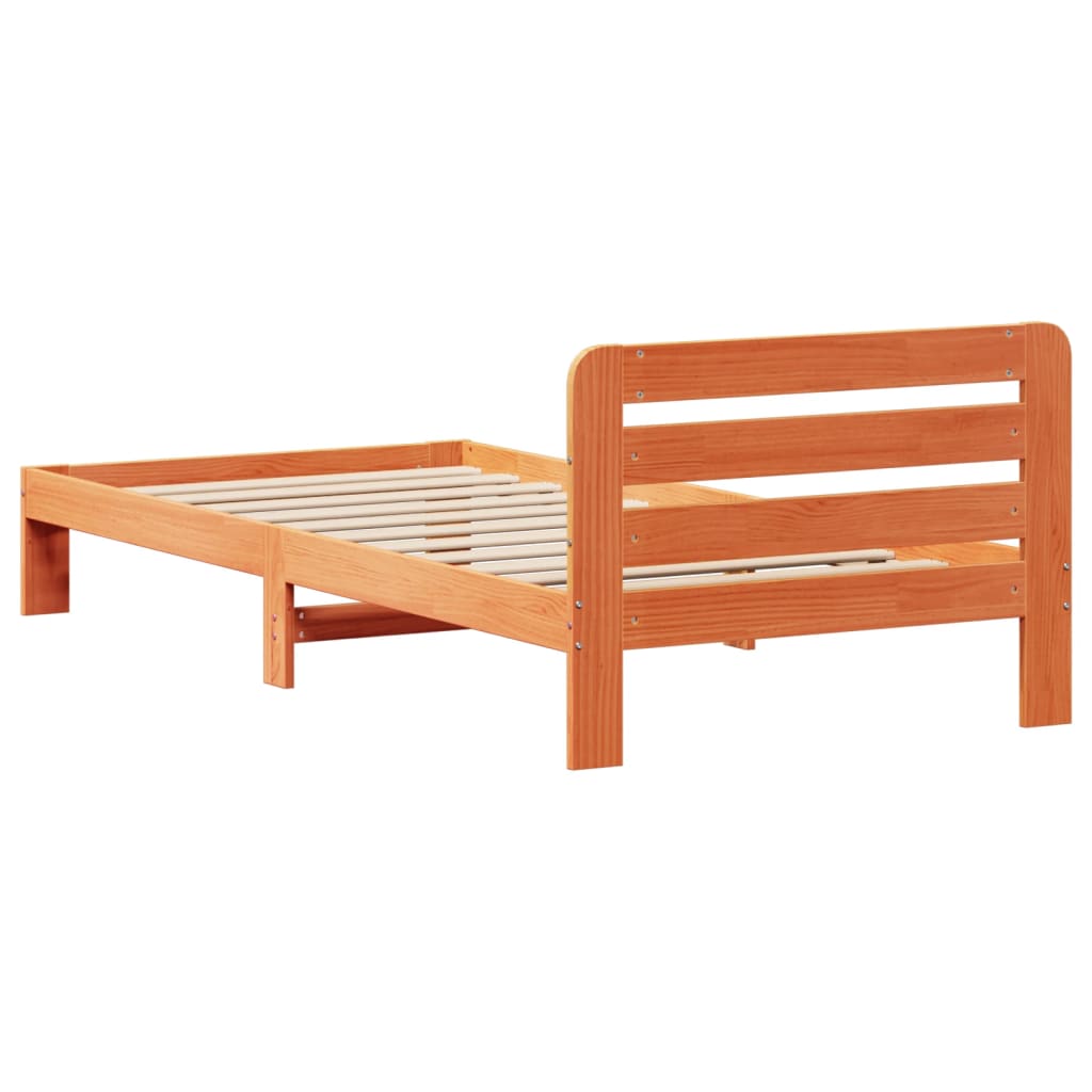 Bed Frame without Mattress Wax Brown 100x200 cm Solid Wood Pine