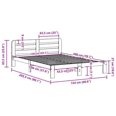 Bed Frame Without Mattress King Size Solid Wood Pine