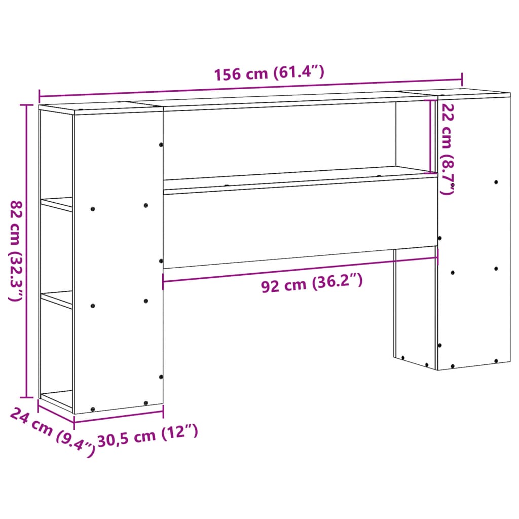 Headboard With Storage Solid Wood Pine