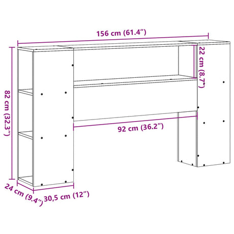 Headboard With Storage Solid Wood Pine