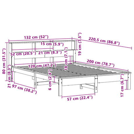 Bookcase Bed Without Mattress Solid Wood Pine