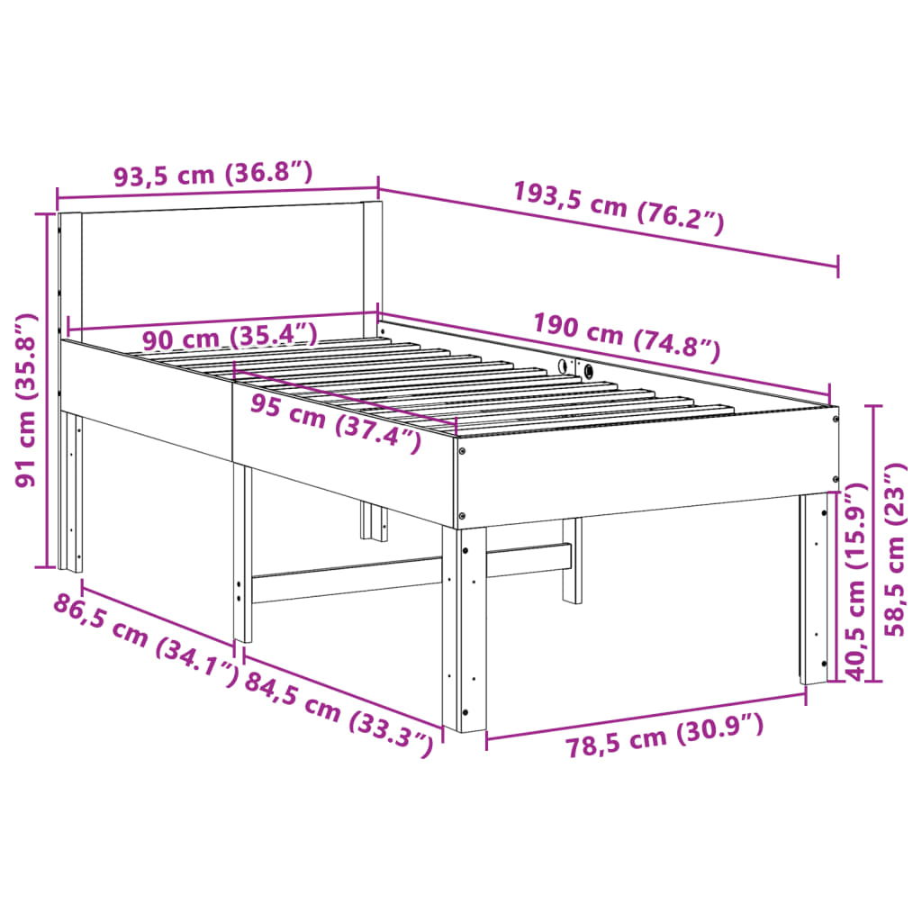 Bed Frame Without Mattress Single Solid Wood Pine