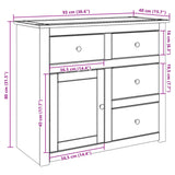 Sideboard With Drawers Panama 93X40X80 Cm Solid Wood Pine