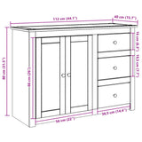 Sideboard With Drawers Panama 112X40X80 Cm Solid Wood Pine