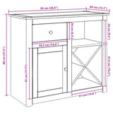 Sideboard With Drawer Panama 93X40X80 Cm Solid Wood Pine