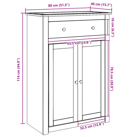 Shoe Cabinet Panama 80X40X114 Cm Solid Wood Pine