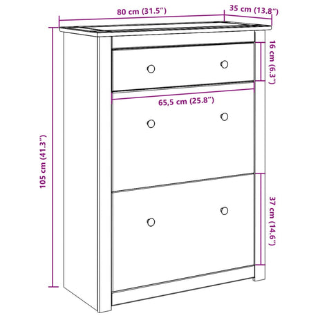 Shoe Cabinet Panama 80X35X105 Cm Solid Wood Pine