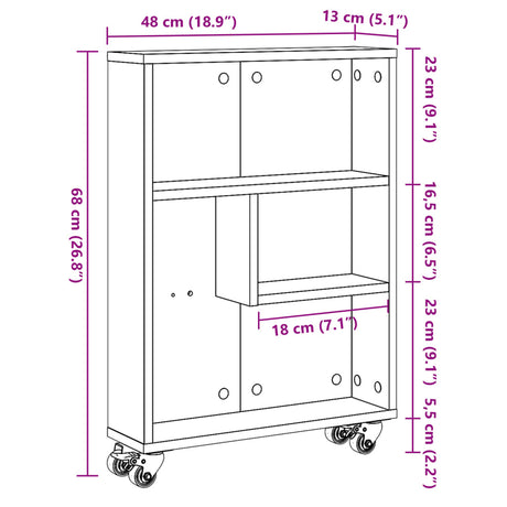 Narrow Storage Trolley 48X13X68 Cm Engineered Wood