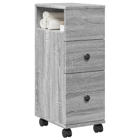 Narrow Bathroom Cabinet With Wheels Engineered Wood