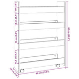 Narrow Storage Trolley 4 Tier Engineered Wood