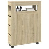 Narrow Bathroom Cabinet With Wheels Engineered Wood
