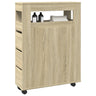 Narrow Bathroom Cabinet With Wheels Engineered Wood