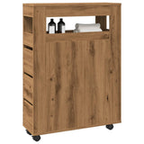 Narrow Bathroom Cabinet With Wheels Engineered Wood