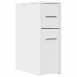 Narrow Bathroom Cupboard with Wheels White Engineered Wood
