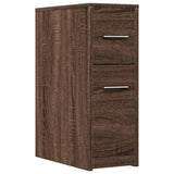 Narrow Bathroom Cupboard with Wheels Brown Oak Engineered Wood