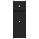 Narrow Bathroom Cupboard with Wheels Black Engineered Wood